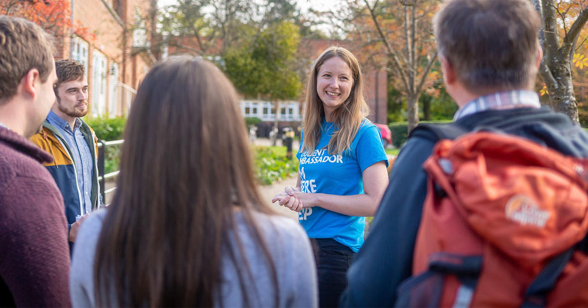 A group of Open Day attendees on a campus tour